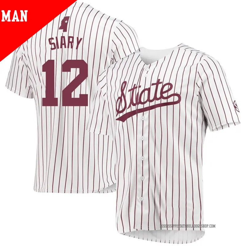 Men's ＃12 Evan Siary Mississippi State Bulldogs Replica White Baseball Jersey