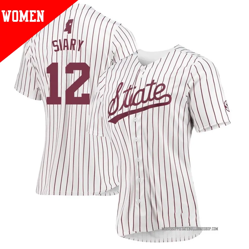 Women's ＃12 Evan Siary Mississippi State Bulldogs Replica White Baseball Jersey