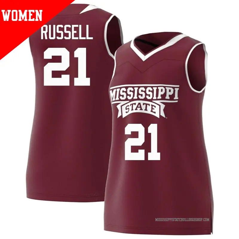 Women's ＃21 Martavious Russell Mississippi State Bulldogs Replica adidas Maroon Basketball Jersey