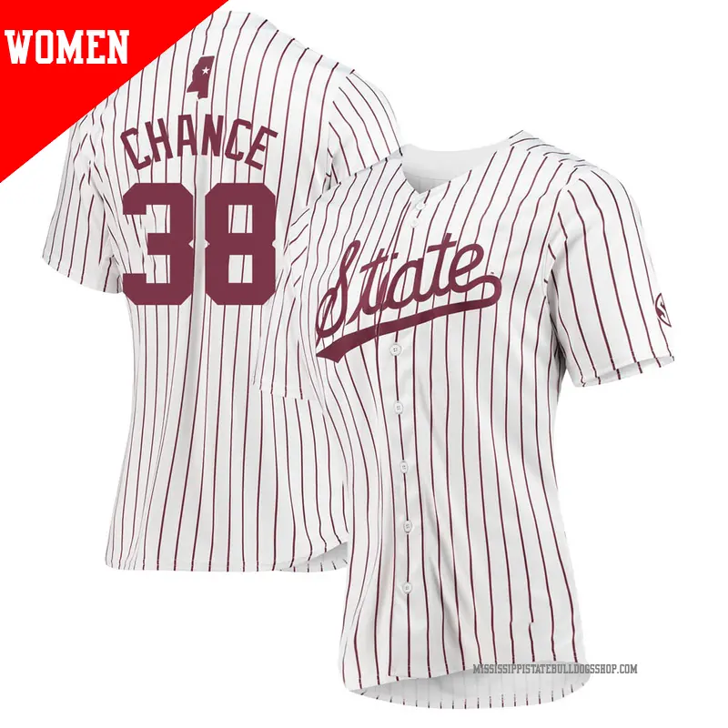 Women's ＃38 Bryce Chance Mississippi State Bulldogs Replica White Baseball Jersey