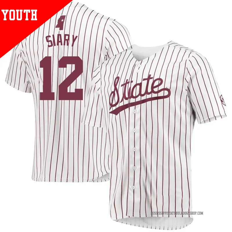 Youth ＃12 Evan Siary Mississippi State Bulldogs Replica White Baseball Jersey